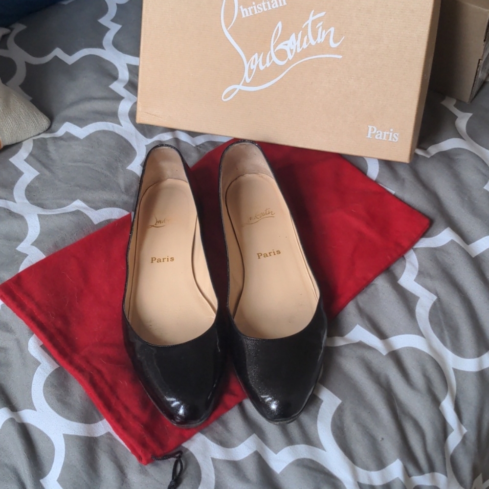 Christian Louboutin Balacorta Black Glimmer Flat
